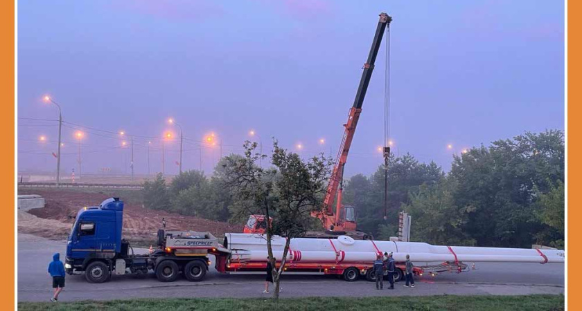 На въезде в Калугу начинается монтаж 40-метрового флагштока