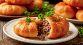 Смешиваю стакан кефира с мясным фаршем — и гора аппетитных ленивых беляшей готова: лучше и быстрее классических