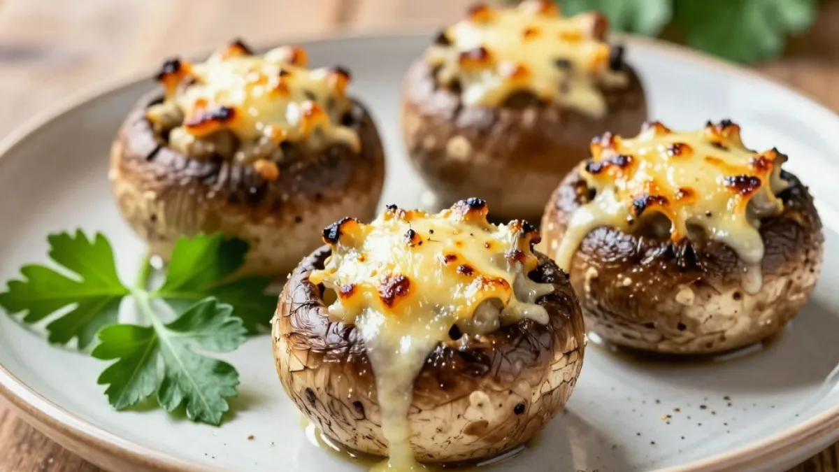 Шампиньоны, фаршированные по‑моему секретному рецепту: вкусны и красивы так, что гости съедают их первыми