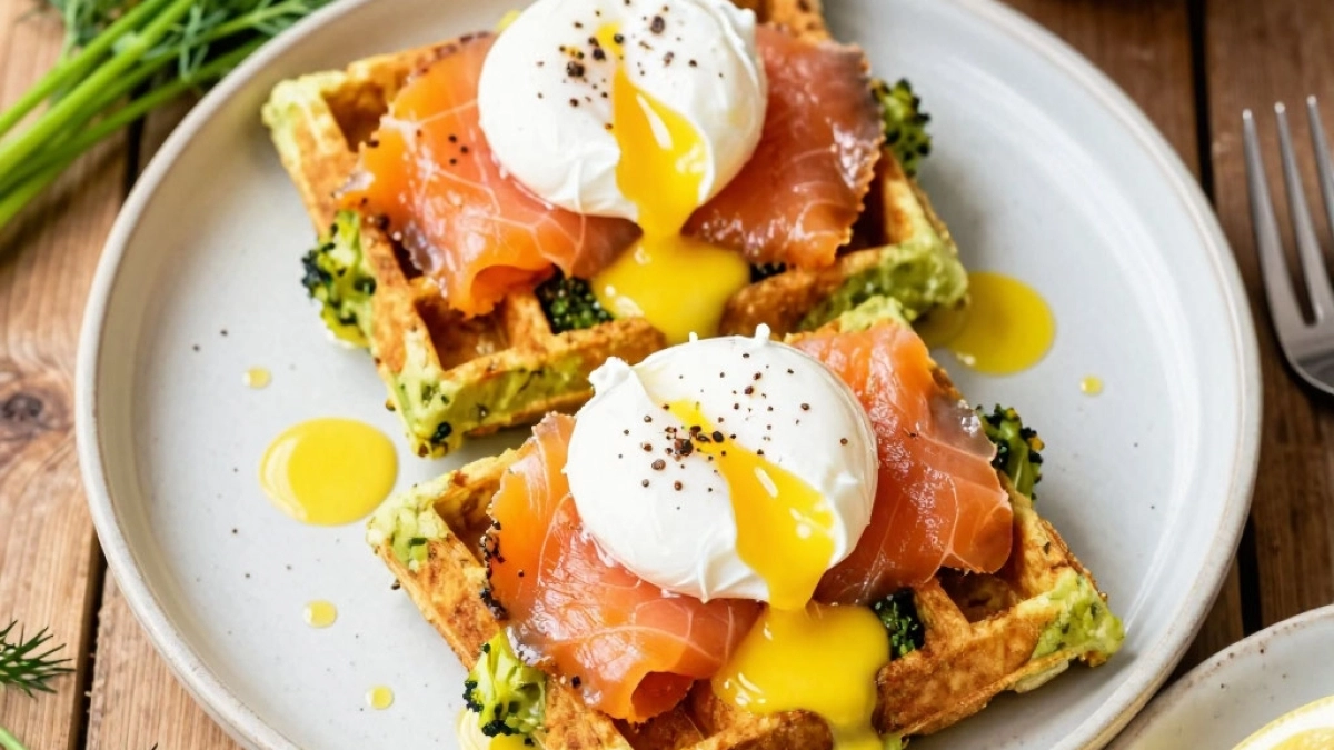 Вместо скучных бургеров — безглютеновые вафли из брокколи с яйцом Бенедикт и лососем: это новый хит