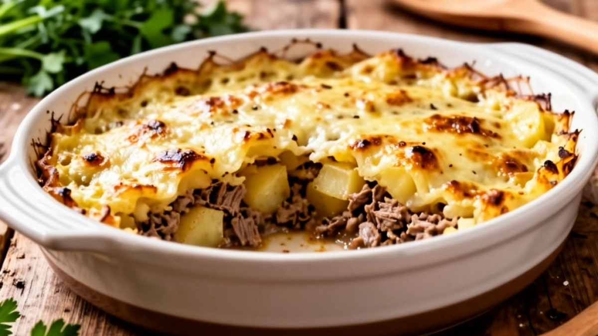 Картошка, запеченная с мясом, сыром и майонезом. Ужин, который съедают до последней крошки