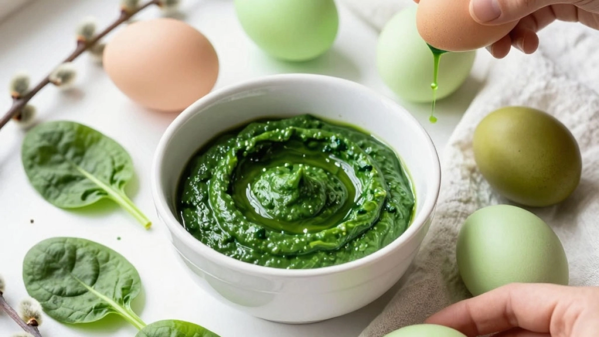Как покрасить яйца шпинатом к Пасхе