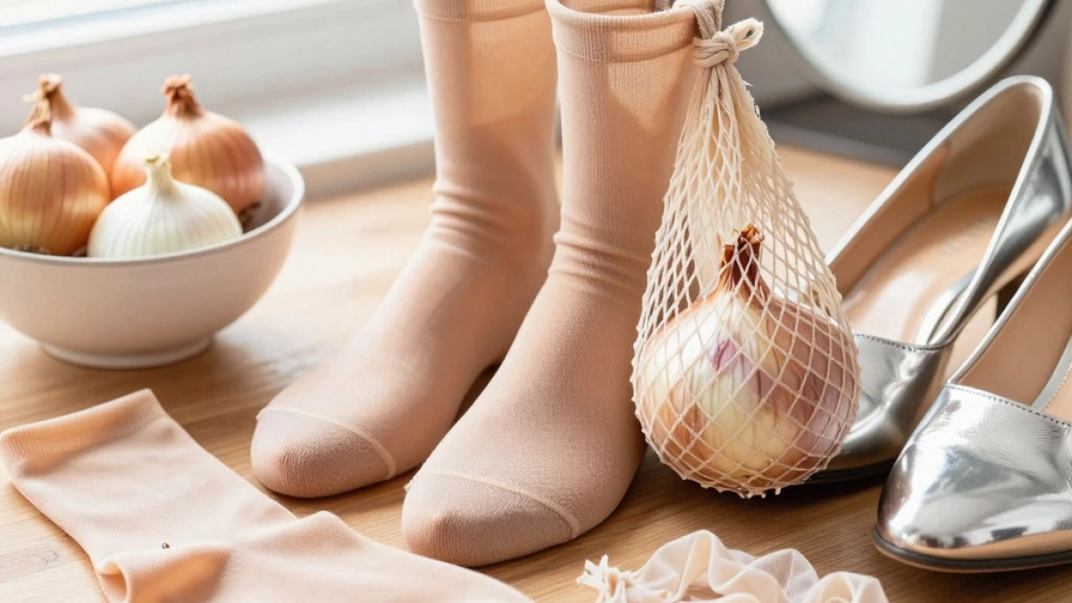 Старые колготки отправляете в мусорку? Зря — вот 8 гениальных способов использовать их на кухне и в уборке: лук не гниет, а обувь сияет