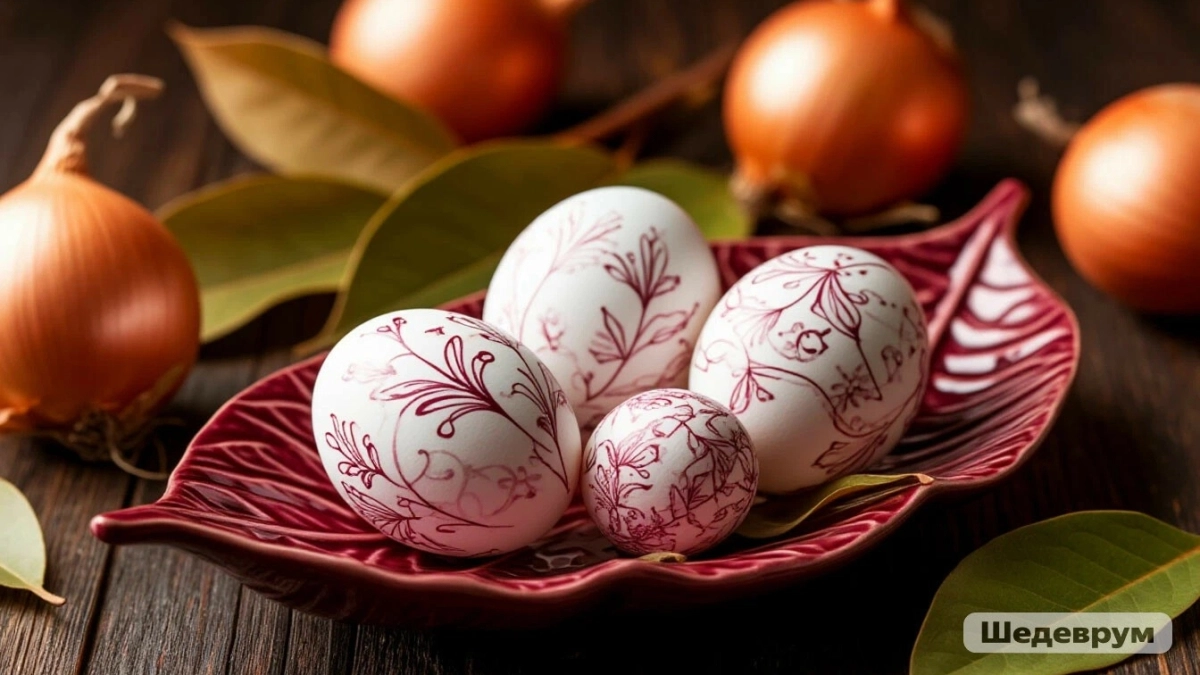 Крашу яйца на Пасху-2026 не шелухой, а листьями: получаются как Фаберже — натурально и очень красиво