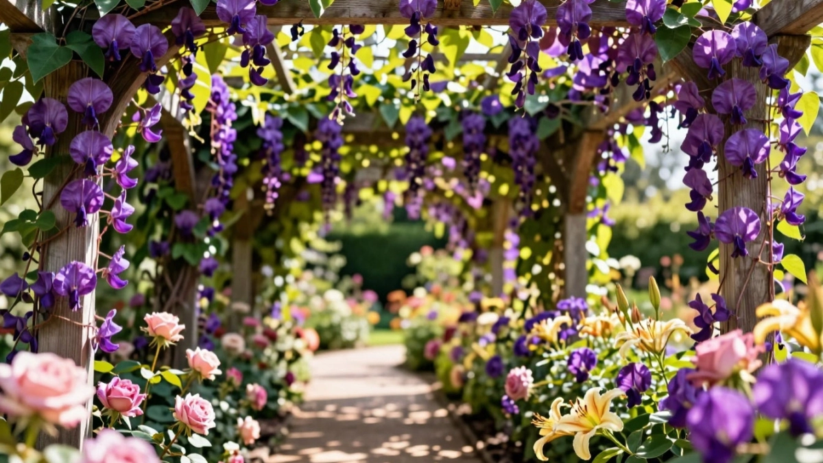 Долихос оплетает забор через 2–3 недели после посева