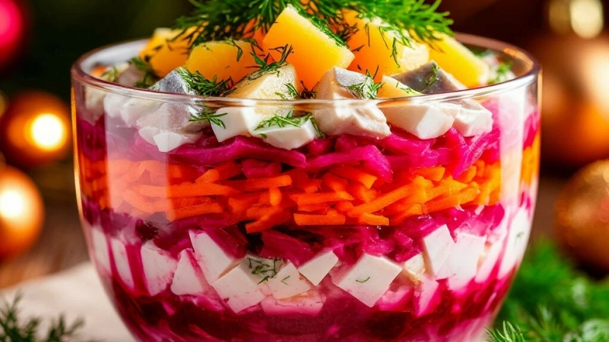 Беру селедку и свеклу — и готовлю салат «Наваждение» вместо надоевшей шубы: нежная альтернатива